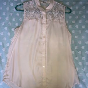 Blush/cream blouse with lace detail